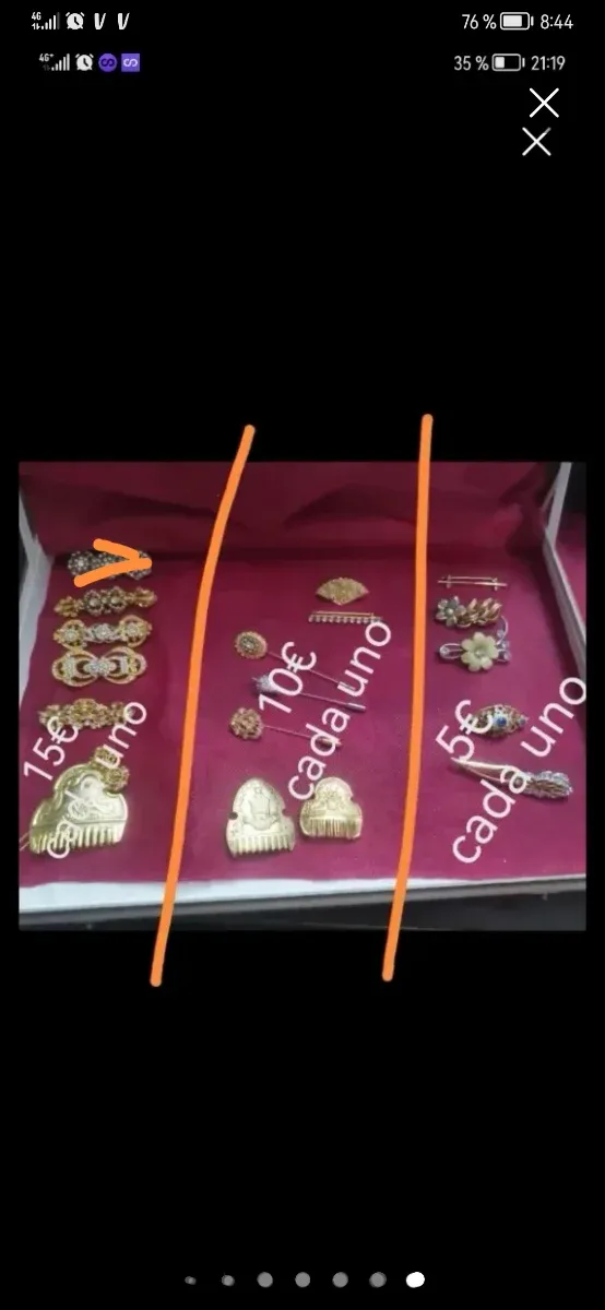 Broches Fallera Mantilla Pico Oro y Plata