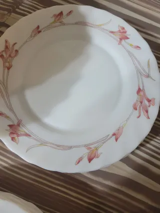 Vajilla Lirios Rosa Vintage. Arcopal sin extrenar