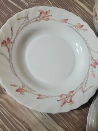 Vajilla Lirios Rosa Vintage. Arcopal sin extrenar