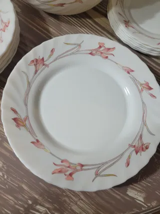 Vajilla Lirios Rosa Vintage. Arcopal sin extrenar