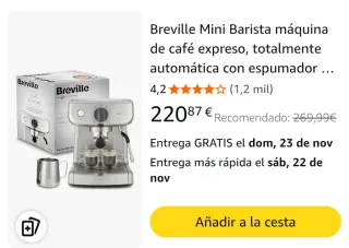Cafetera Breville Mini Barista Expreso