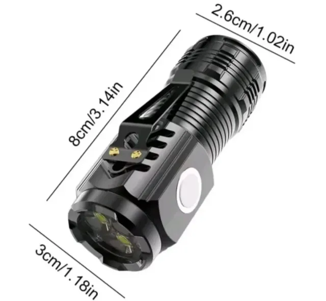 Linterna LED Potente Negra y Plateada