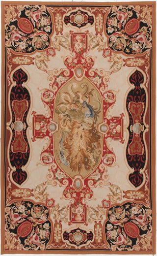 Arazzo Aubusson Stile France  Beige Rosso 256x154