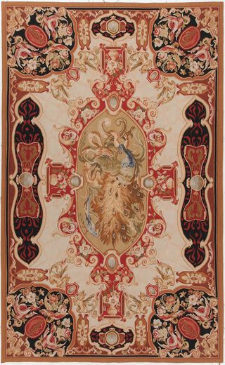 Arazzo Aubusson Stile France  Beige Rosso 256x154