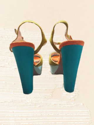 Italian shiny glitter multicolor chunky heels