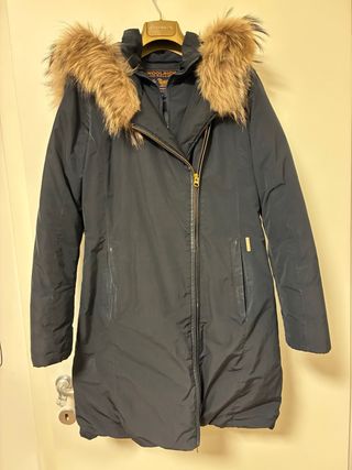 Parka Woolrich blu con cappuccio pelliccia XS