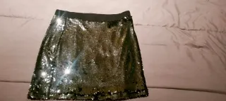 Falda mini fiesta lentejuelas plateadas