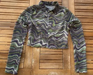 Camisa transparencias verde y morado