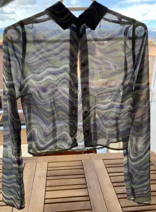 Camisa transparencias verde y morado