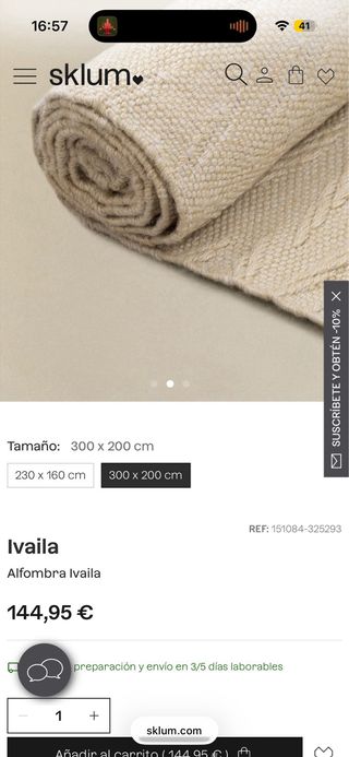 Alfombra Sklum Polietileno Beige 300x200