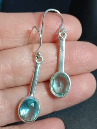 Pendientes Plata Ley con Piedra topacio Ovalada