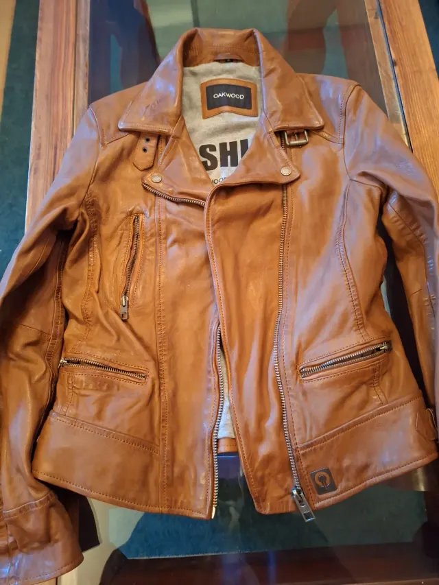 Chaqueta de cuero marrón Oakwood