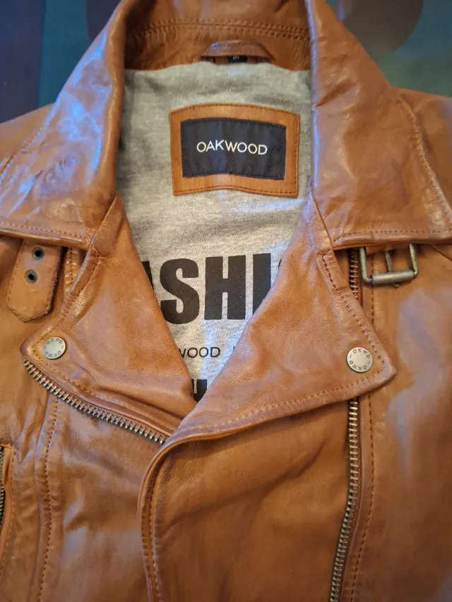 Chaqueta de cuero marrón Oakwood