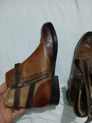 Stivaletti Brogue Pelle Marrone e Beige