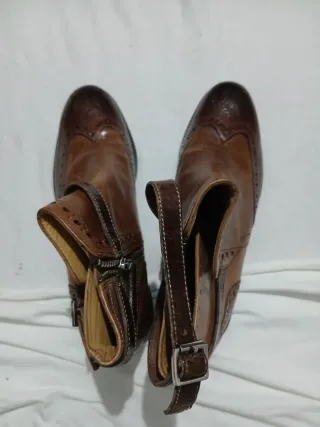 Stivaletti Brogue Pelle Marrone e Beige