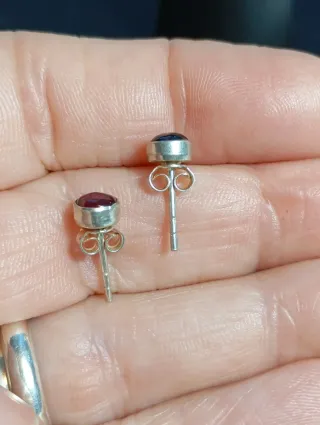 Pendientes Plata Ley granate