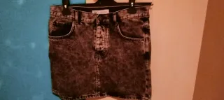 Falda vaquera negra gris talla M