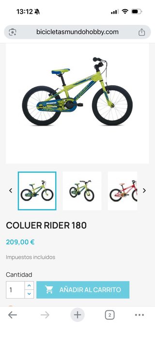 Bicicleta infantil verde y azul 16’’