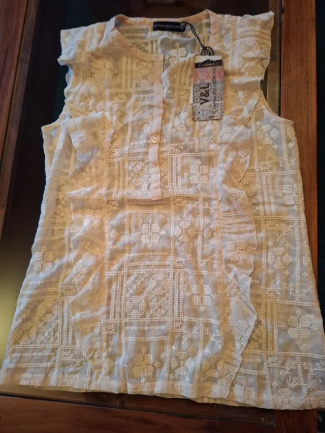 Camisa sin mangas V&L beige