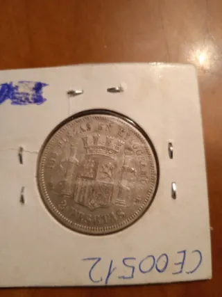 Moneda 2 Pesetas Plata 1870 Provisional