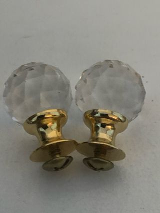 2 Tiradores Cristal y Dorado