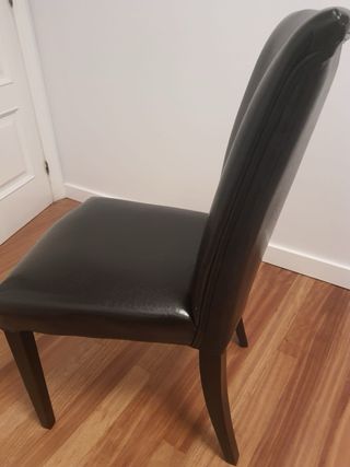 4 Sillas Comedor Piel y Madera
