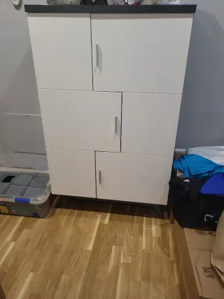 Mueble recibidor/zapatero blanco y gris