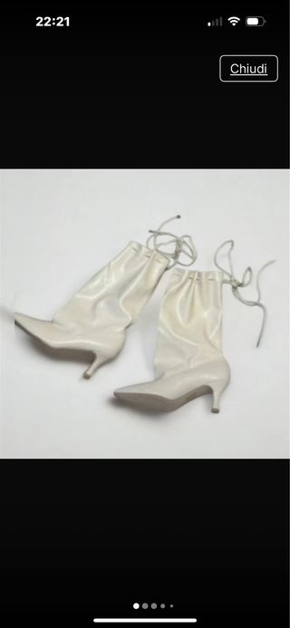 Stivaletti bianchi stringati con coulisse