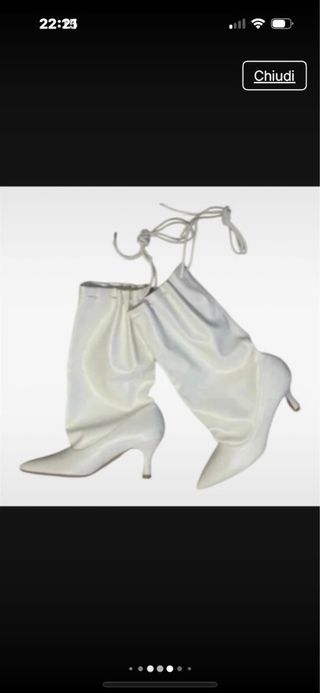 Stivaletti bianchi stringati con coulisse