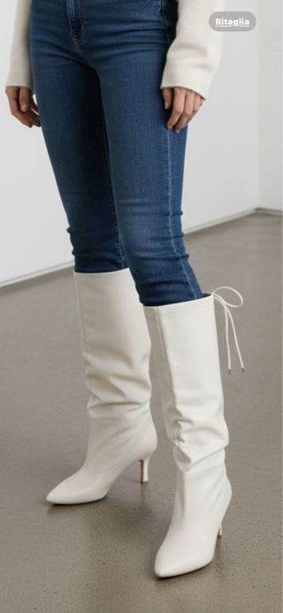 Stivaletti bianchi stringati con coulisse