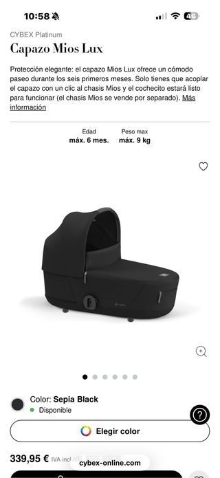 Capazo Cybex MIOS Lux Negro