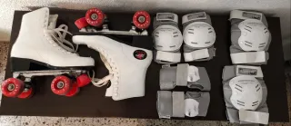 Patines blancos talla 40 + protecciones