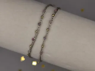 Pulsera plata con perlas rosas