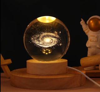 Lampada Sfera Cristallo Via Lattea Legno