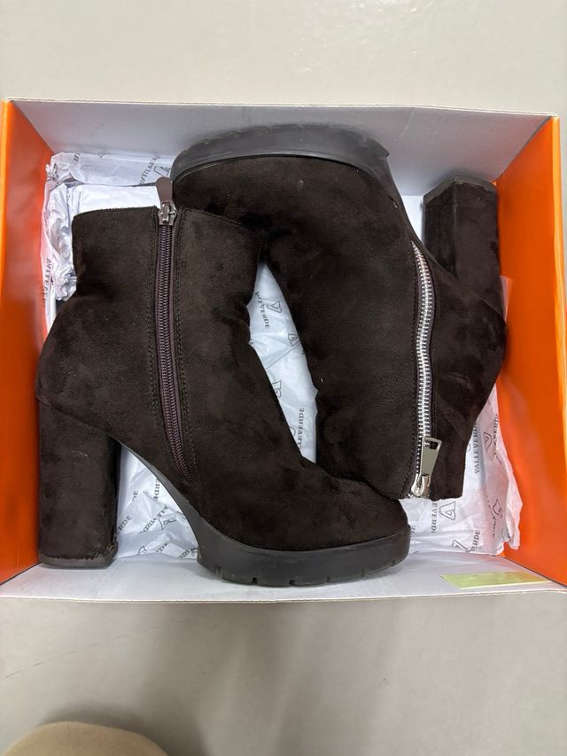 Botines Marrón tacón plataforma cremallera