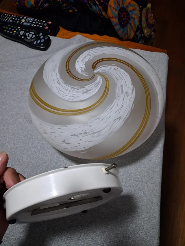 Plafoniera Murano Vetro Oro Bianco Anni '70