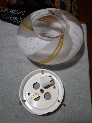 Plafoniera Murano Vetro Oro Bianco Anni '70