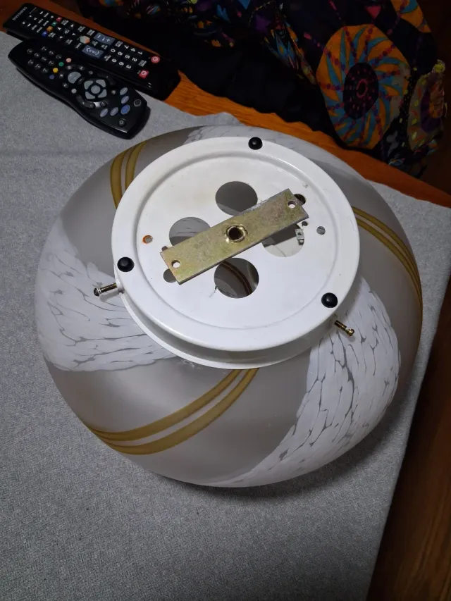 Plafoniera Murano Vetro Oro Bianco Anni '70