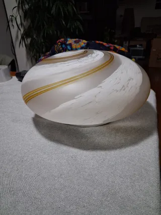 Plafoniera Murano Vetro Oro Bianco Anni '70