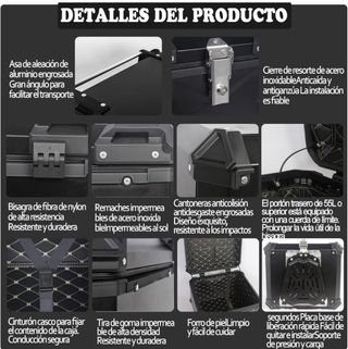 Baúl aluminio moto nuevo 2 cascos