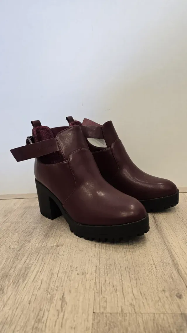 Botines Burdeos Tacón Plataforma Talla 39