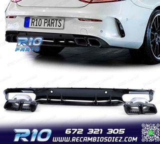 DIFUSOR MERCEDES CLASE C C205 COUPE 15-18 LOOK AMG C63 NEGRO