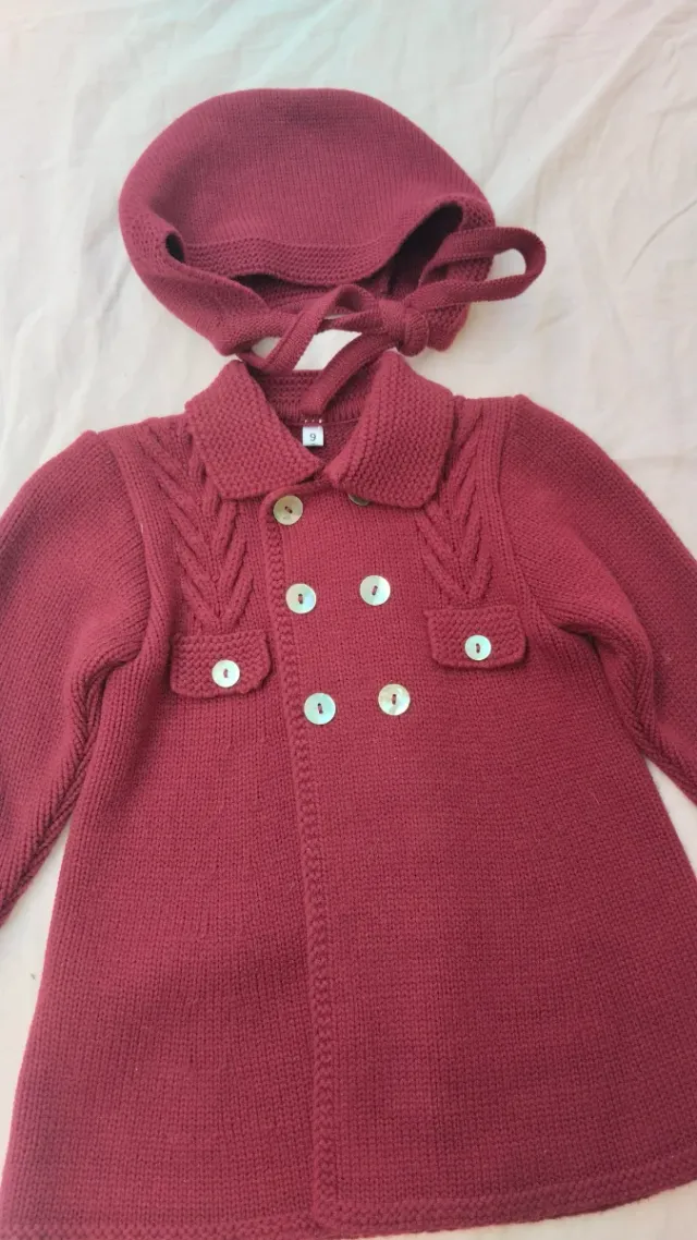 Chaqueta de punto para niña con gorro Talla 6'9 m
