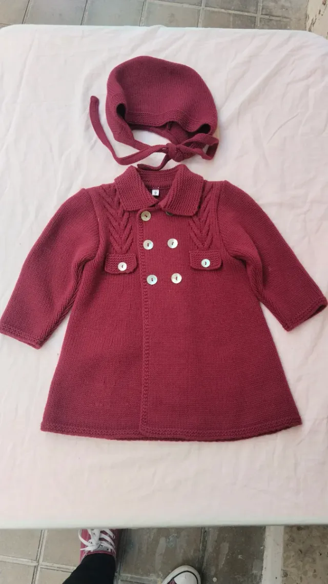 Chaqueta de punto para niña con gorro Talla 6'9 m