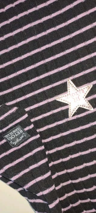 Vestido niña punto rayas rosa y negro talla 11/12