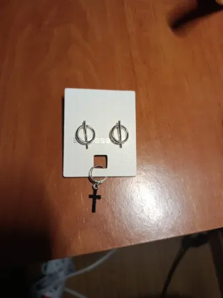 Pendientes Aro,Cruz Plataado