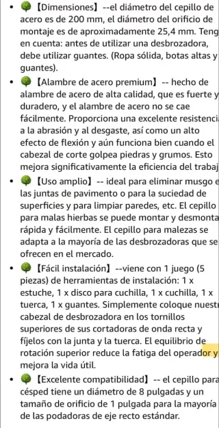 Cepillo Desbrozadora Metal 8€/uni