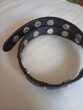 Bracciale vero cuoio doppio giro Punk Dark Rock