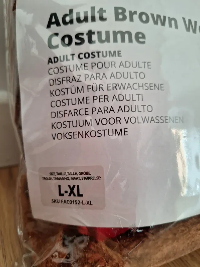Disfraz Lobo Feroz Talla L-XL Marrón/Rojo