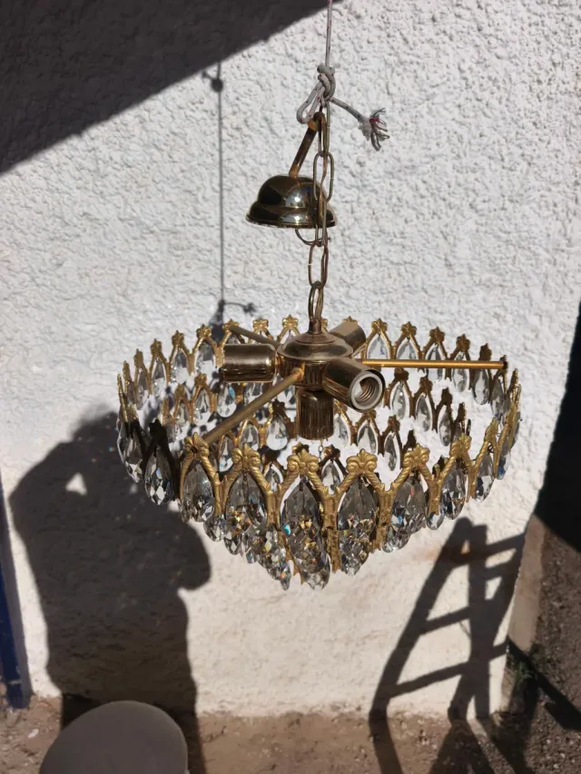 Lámpara de bronce y cristal